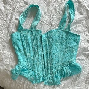 Turquoise Lace Corset Top
